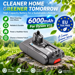 Batería de repuesto de iones de litio de 25.2V y 6800mAh 100% compatible con Dyson V11 V15, compatible con V11 Absolute Extra, Torque Drive Extra, Fluffy Extra, Animal, aspiradora inalámbrica V15