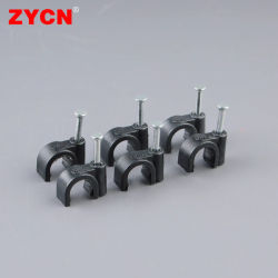 100 Uds Clips redondos para cables 4mm 6mm 8mm 10mm gestión Cable eléctrico soporte de amarre círculo planta escalar pared clavo negro
