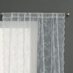 1 pieza de cortinas de flores de belleza de plantas de encaje, varilla terminada, cortinas de hilo blanco de estilo Pastoral para exteriores, decoración de ventanas convexas para dormitorio