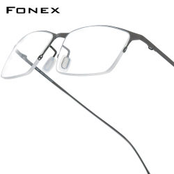 Montura de gafas FONEX de aleación de titanio para hombre, monturas de gafas cuadradas 2025, gafas coreanas de medio borde semisin montura ultraligeras 8101