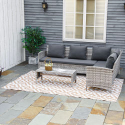 Outsunny Alfombra de Exterior 182x274 cm con Patrón Geométrico de Rombos