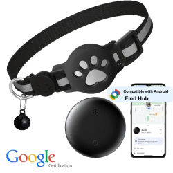 Rastreador GPS Bluetooth Compatible con Google Find My (Solo Android), Etiqueta Inteligente Impermeable con Collar Ajustable para Gatos y Mascotas