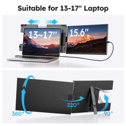 Monitores portátiles de 15.6 pulgadas para viajes y trabajo, FHD IPS 1080P, pantalla externa, extensor de pantalla para laptop, compatible con MAC, Windows, Chrome, Mini PC