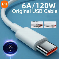Original Xiaomi 6A Usb tipo C Cable cargador 120w Turbo Tipo carga rápida para Mi 13 12 11 10 Pro ultra Poco x3 Redmi Note K50 40