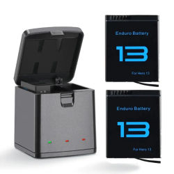 Batería Endurence de 2100 MAh para GoPro Hero 13, batería de baja temperatura, 3 ranuras, tarjeta TF para GoPro Hero 13, caja de cargador de almacenamiento rápido