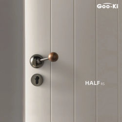 Cerradura de nogal negro semicírculo para puerta de dormitorio de estilo americano, cerradura de manija de puerta Interior de muebles, juego de cerradura de manija de puerta Interior