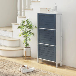 HOMCOM Mueble Zapatero Estrecho con 3 Cajones para 6 Zapatos 53x18x108,5 cm Gris