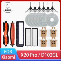 Piezas de accesorios para Robot aspirador Xiaomi X20 Pro / D102GL, cepillo principal, Cepillo Lateral, filtro Hepa, paño de mopa, reemplazo de bolsa de polvo