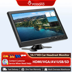 Podofo-pantalla LCD para coche de 10,1 pulgadas, reproductor de DVD, Monitor, diseño delgado, revestimiento UV, compatible con HDMI, VGA, AV, puerto USB SD para monitoreo