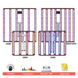 650w 1000w sam-sung Lm301h EVO luz LED de espectro completo para cultivo alto PPFD 240w 320w lámpara de cultivo para plantas de interior luz de crecimiento floración