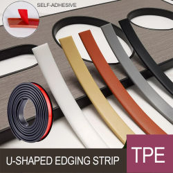 Tiras de sellado suave de TPE de 3-5M, tiras autoadhesivas de madera tipo U para muebles, tiras decorativas para cierre de puertas de armario