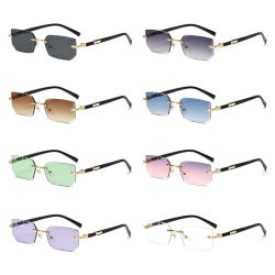 Gafas de sol rectangulares con borde de corte sin montura Unisex, gafas sin marco, diseñador de moda, sombra cuadrada Vintage, Y2k