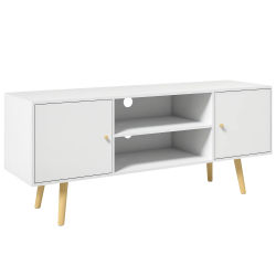 Mueble para TV HOMCOM de 120 cm, soporte para televisores de hasta 55 pulgadas con 2 gabinetes y 2 estantes abiertos, mueble de TV moderno para sala de estar, dormitorio, blanco