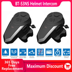 BT-S3NS Casco de motocicleta Auriculares compatibles con Bluetooth Intercomunicador de comunicación MP3 GPS Intercomunicador impermeable