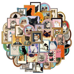 50 Uds. De pegatinas de grafiti divertidas con decoración de gato, funda de teléfono DIY, cuaderno, álbum de recortes, pegatinas para teléfono