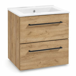 Mueble de Baño de 60 cm con Lavabo, Roble Artesanal, Mecanismo de Cierre Suave, Diseño Moderno