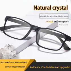 Shatar-gafas de lectura de piedra de cristal Natural para hombre y mujer, lentes de cristal HD, gafas de presbicia auténticas de alta gama, protección ocular fresca