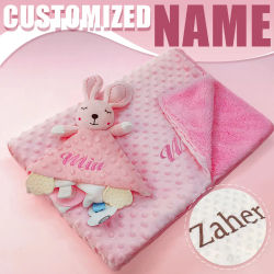 Manta de seguridad personalizada con nombre para bebé, mantas para recién nacido, edredón, etiquetas, sonajeros, manta envolvente para bebé, conjunto de regalo