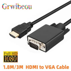 Adaptador HDMI a VGA, convertidor de vídeo y audio macho, 1,8 M/3M, FHD 1920x1080P, para ordenador de escritorio, portátil, PC, TV, Monitor, proyector