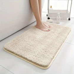 Alfombra de baño antideslizante con absorción de agua, alfombra de baño gruesa, alfombra de pelo largo, alfombra de baño duradera lavable a máquina