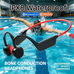 Auriculares de Conducción Ósea IPX8 Bluetooth 5.4, Auriculares Deportivos Inalámbricos Resistentes al Agua con Micrófono para Natación, Correr, Fitness, Gimnasio 2026