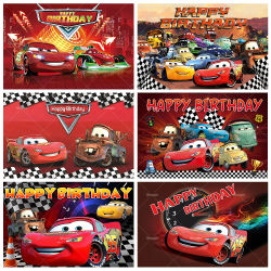Fondo de Película de Cars Lightning McQueen para Decoración de Fiesta de Cumpleaños Infantil, Baby Shower para Niños, Banner Personalizado, Accesorios para Estudio Fotográfico