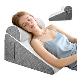 Almohada de cuña para cama, almohada triangular de espuma viscoelástica para Apnea del sueño, reflujo ácido, ronquidos, elevación de piernas de 12 pulgadas, soporte para la espalda