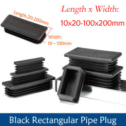Tapas de extremo ciego de plástico negro, tapas de tubo rectangulares, tapones de inserción, tapones para muebles, mesas, sillas, protectores de almohadillas para pies, 2-100 unidades