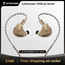 Auriculares Letshuoer S12 Ultra con Controlador Magnético Plano Grande de 14.8mm, Monitores Intrauditivos Hi-Fi para Juegos con Cable DAC