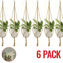 Colgador de macramé para plantas, cesta de cuerda Vintage, soporte para maceta para exteriores, colgador de plantas para jardín y flores, maceta para colgar en la pared interior, 1/6 Uds.