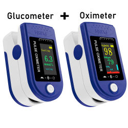 Medidor de Glucosa en Sangre No Invasivo 2 en 1 con Oxímetro de Pulso, Sin Necesidad de Pinchar, Monitor de SpO2 y Frecuencia Cardíaca, Detector de Salud con Pantalla OLED