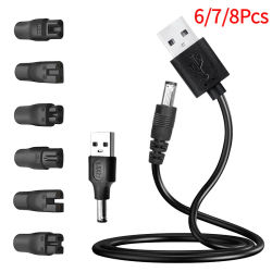 Cargador de repuesto de 6/7/8 piezas, 5V, adaptador USB, cable convertidor de CC universal para todo tipo de afeitadoras eléctricas y cortapelos.
