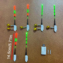2 luces para caña de pescar + 2 baterías recargables + 1 cargador USB, indicador luminoso para caña de pescar nocturna con batería recargable CR425 + cargador