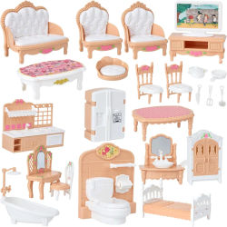 Muebles de casa de muñecas en miniatura, cocina, sala de estar, dormitorio, baño, muebles de casa de muñecas, juego de simulación, miniaturas de casa de muñecas