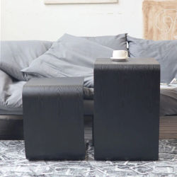 Mesas de centro en forma de C, mesa de té móvil minimalista, mesa auxiliar de madera maciza para sofá, muebles nórdicos para sala de estar para espacios pequeños