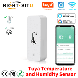 Sensor de temperatura y humedad con WiFi, Monitor remoto SmartLife para el hogar inteligente, funciona con Alexa y asistente de Google, Tuya