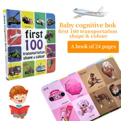 Primer 100 tarjetas de aprendizaje de transporte, formas y colores para bebés