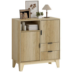 HOMCOM Buffet para Salón, Mueble de Almacenamiento con 2 Puertas con Cierre Suave, 2 Cajones, Estante Ajustable y Compartimento