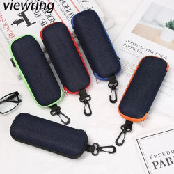 Estuche para gafas de tela vaquera con cremallera, protector de gafas de sol, estuche para gafas de lectura, organizador de gafas, bolsa de transporte