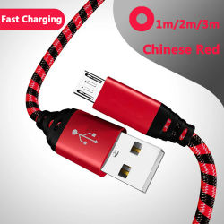 Cable cargador de alambre trenzado de nailon, Cable Micro USB, sincronización de fecha, carga rápida 2A para teléfono móvil Samsung A3/A5/A7A, Huawei y Android