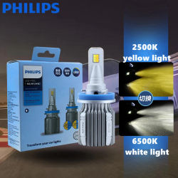 Philips LED H8 H11 H16 Luz antiniebla Ultinon Essential Doble color CCT Blanco Amarillo Switchback LED Auto Lámparas 12V 11W 11366UEDX2, 2x