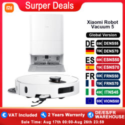 Versión Global Xiaomi Robot Vacuum 5 Control por APP Control Inteligente por Voz Aspiradora con Succión de 20000Pa Mopa Extensible y Cepillo Lateral Autolimpiante (X20+ Actualización de X20)