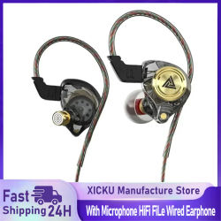 Auriculares con cable QKZ AK3 FiLe con micrófono, auriculares HiFi con monitor de música y bajos, auriculares con cancelación de ruido para deportes y juegos.
