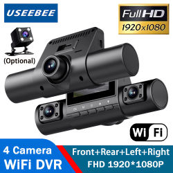 360 ° Cámara para Auto 1080P, Grabadora de Video con 3/4 Lentes, DashCam WIFI para Auto, DVR, Caja Negra, Visión Nocturna, Monitor de Estacionamiento 24H