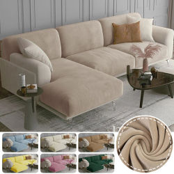 Funda de asiento de sofá de terciopelo suave de lujo, fundas de cojines de sofá liso elástico, Protector de muebles separado, funda de sofá para sala de estar y mascotas