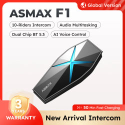 ASMAX F1S intercomunicador para motocicleta 10 conductores casco de comunicación auriculares Bluetooth BT5.3 IP67 altavoces HIFI impermeables para motos de nieve