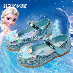 Zapatos de princesa Disney Elsa Frozen para niñas, zapatos planos con lentejuelas para primavera y otoño, zapatos informales de suela blanda para bebés, zapatos de fiesta