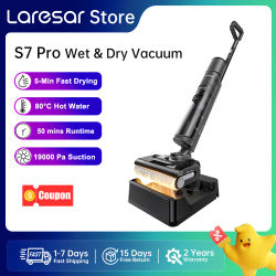 Aspiradora y Mopa Inalámbrica para Húmedo y Seco Laresar S7 Pro, 19000Pa, Lavado con Agua Caliente 80 ° C Lavadora de Pisos Todo en Uno de Secado Rápido y Autolimpiante con 50 Minutos de Autonomía
