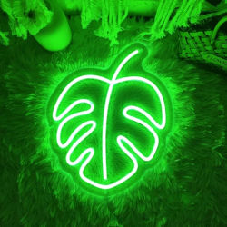 Luz de neón de hoja para decoración de pared, letrero Led de hoja de planta verde, luces nocturnas Monstera para el hogar, dormitorio, sala de estar, balcón y jardín