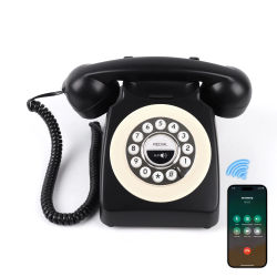 Teléfono Fijo Bluetooth Compatible con Android e iOS, Teléfono Retro Inalámbrico que Permite Hacer Llamadas y Reproducir Música